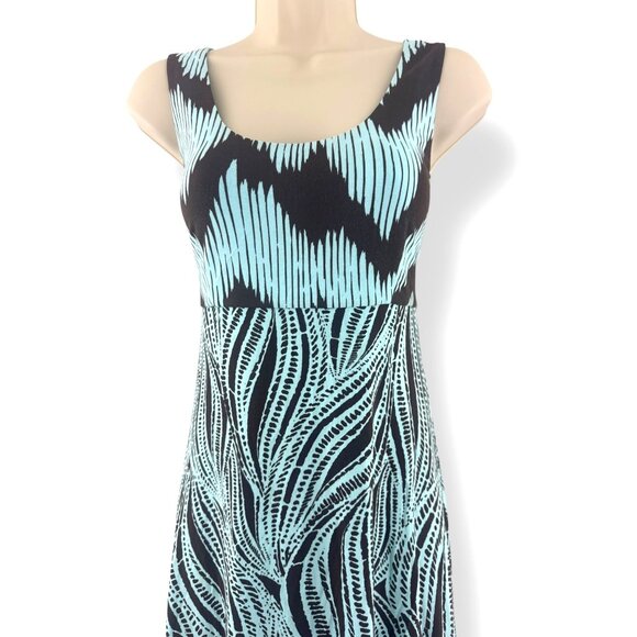 Tommy Bahama Aqua Brown Mixed Print‎ Sleeveless Soft Knit Dress Size M Summer - Picture 2 of 7